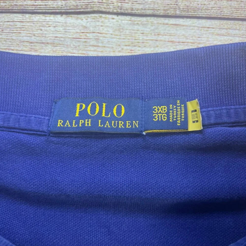 Polo Ralph Lauren Mens 3XB Blue Short Sleeve‎ Polo Shirt Big Tall Cotton 3XB/3TG